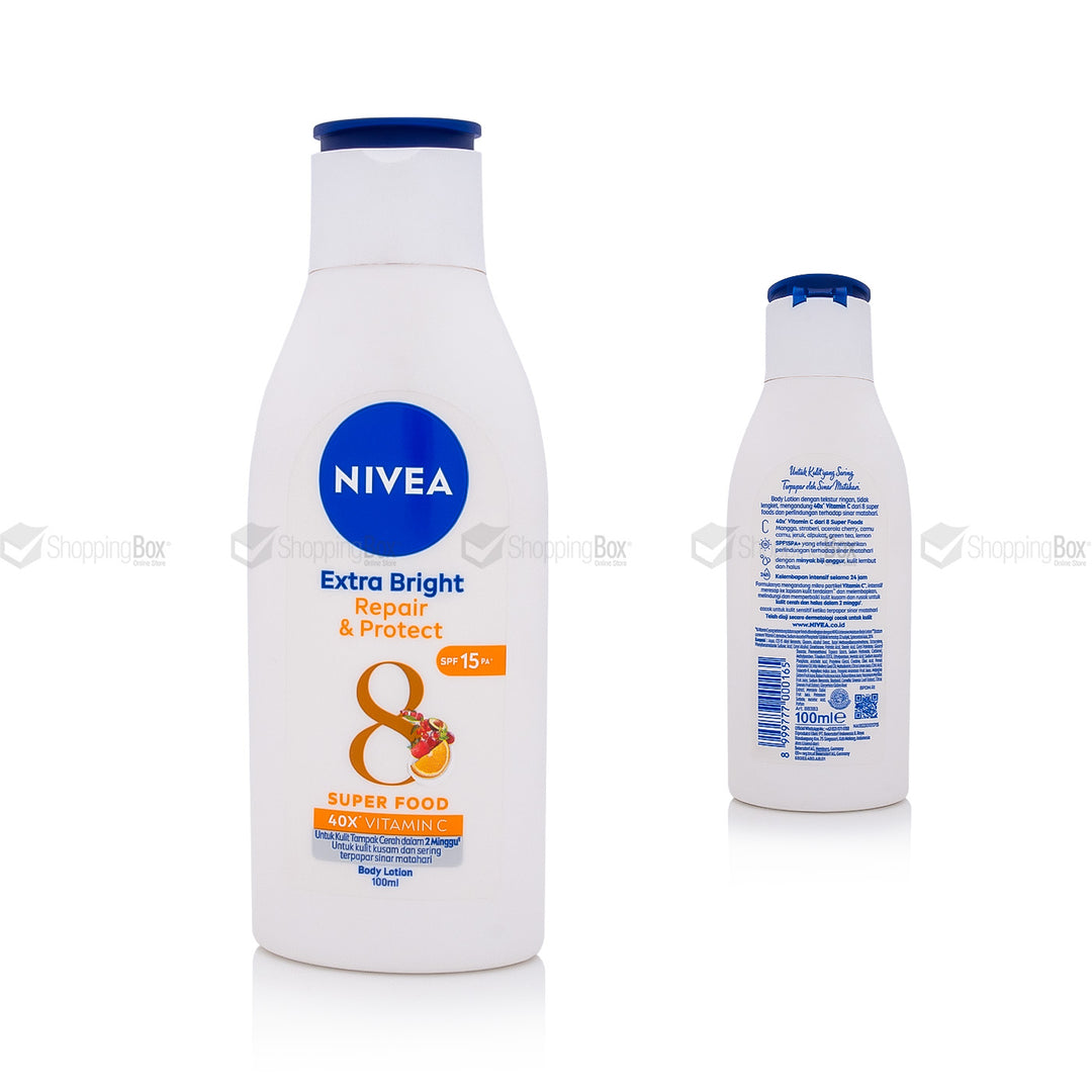 Nivea Extra Bright repair and protect bottle on a white background 100ml