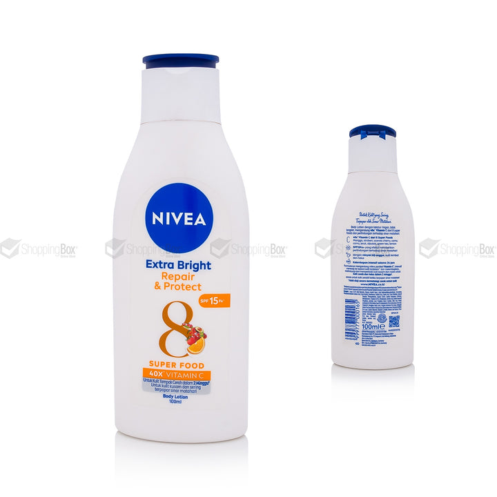 Nivea Extra Bright repair and protect bottle on a white background 100ml