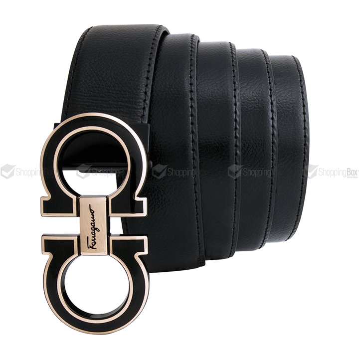 MEN’S FERRAGAMO BELT BLACK REAL COW LEATHER