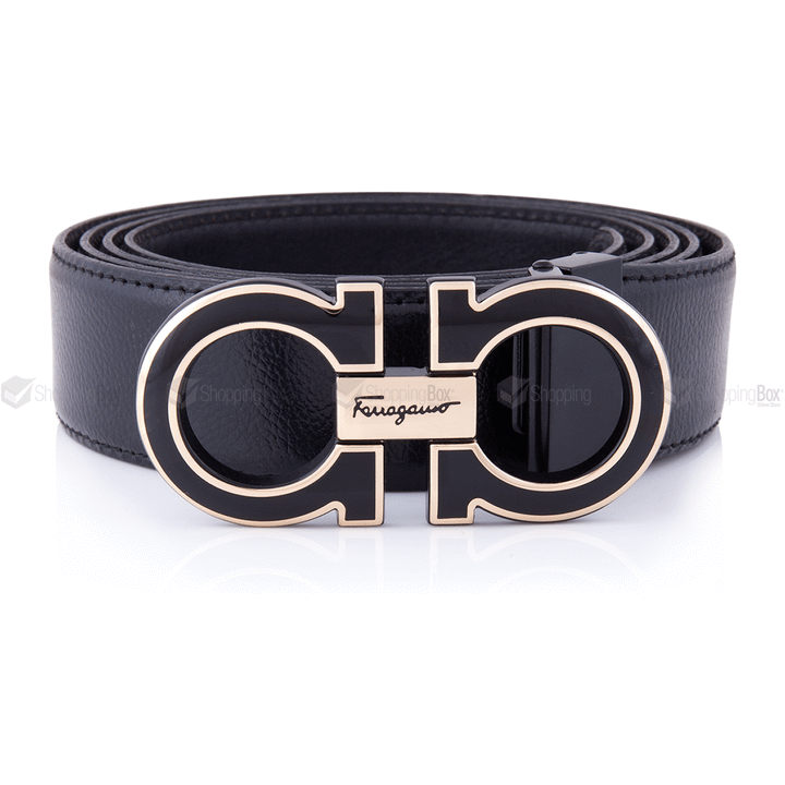 MEN’S FERRAGAMO BELT BLACK REAL COW LEATHER