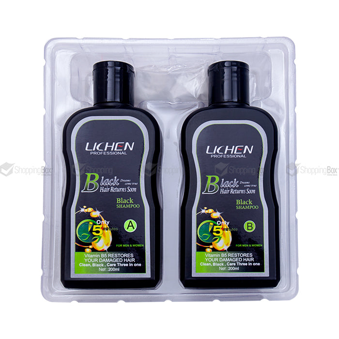 Lichen Black Hair Shampoo 200ml front bottle