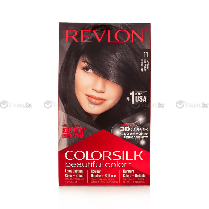 Revlon ColorSilk Beautiful Color 11 Soft Black front box