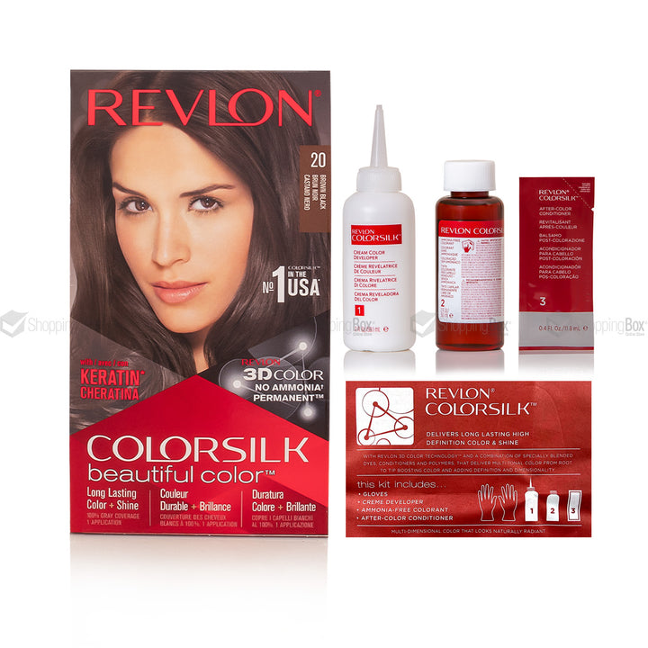 Revlon Color Silk Brown Black back packaging with details