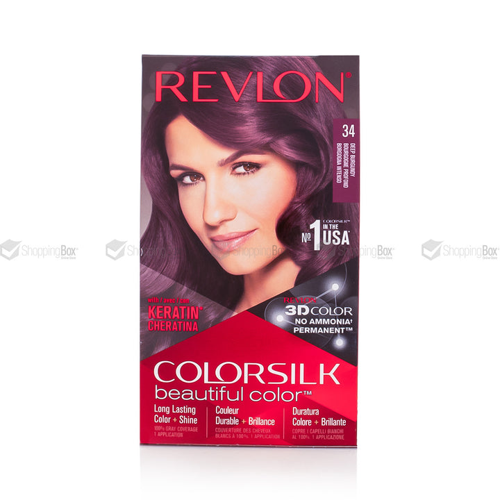 Revlon Color Silk Beautiful Color 34 Deep Burgundy front box