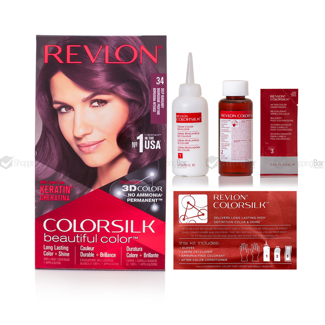 Revlon Color Silk Deep Burgundy back packaging with details