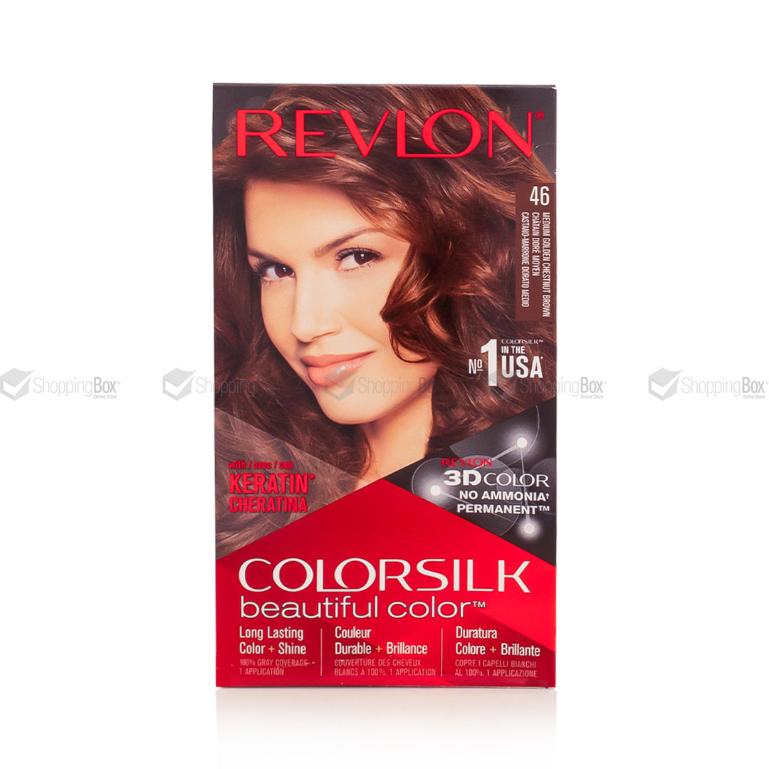 Revlon Color Silk Beautiful Color 46 Medium Golden Chestnut Brown front box