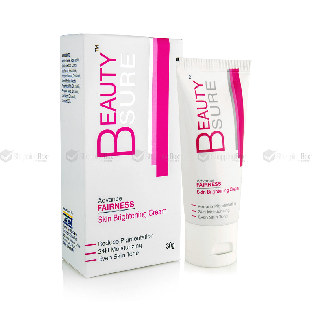 Beauty Sure Advance Fairness Skin Brightening Cream packaging on a white background