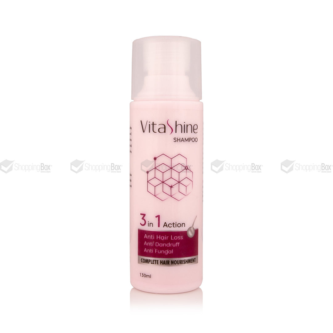 Vitashine shampoo bottle on a white background