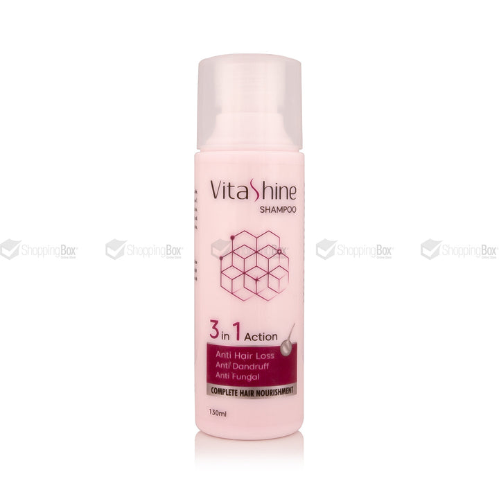 Vitashine shampoo bottle on a white background