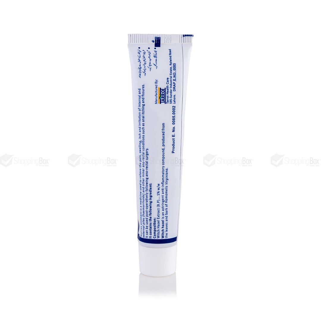 Tube of NoPiles Ointment with product name and usage details.