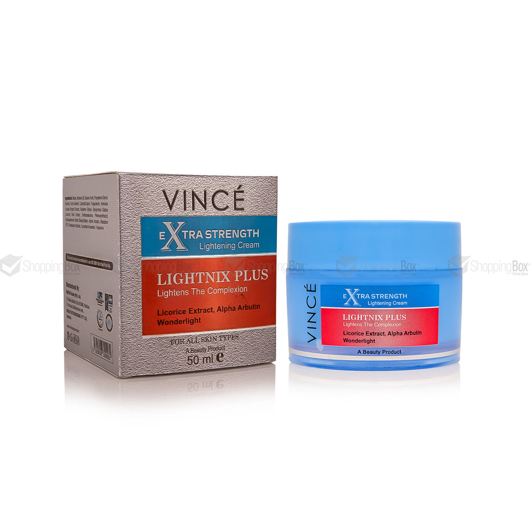 Vincé Lightnix Plus Extra Strength Lightening Cream – brightening cream for fair and glowing skin, photographed for Shopping Box Pakistan