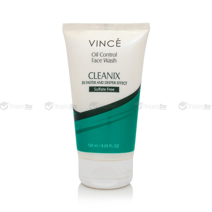 Vince Oil Control Face Wash Cleanix tube on a white background