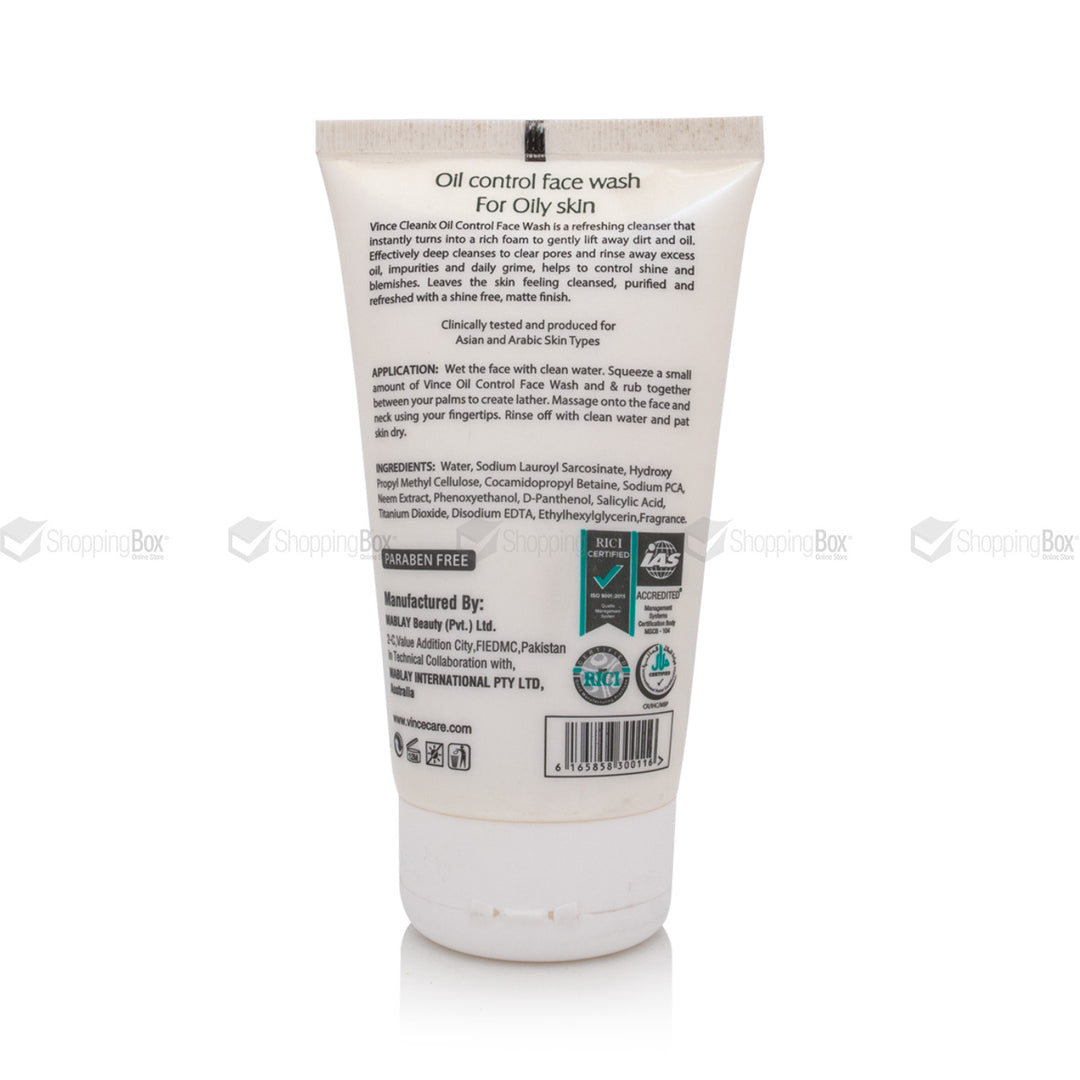 Oil control face wash tube for oily skin on a white background