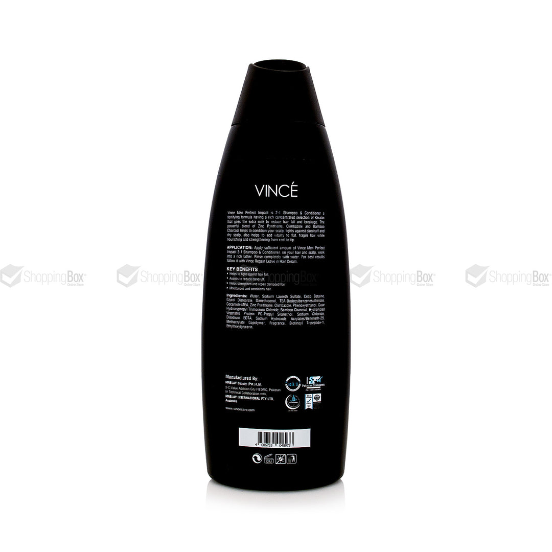 Black bottle labeled 'Vince' on a white background