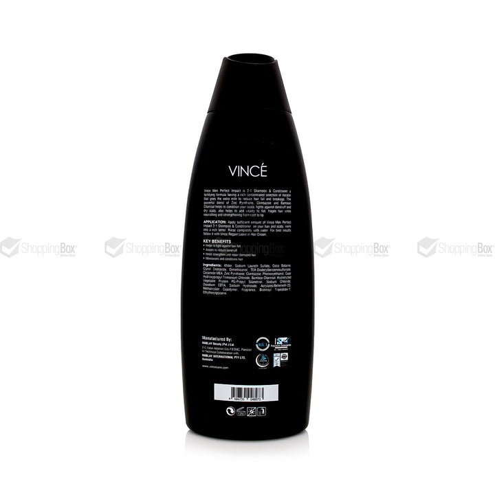 Black bottle labeled 'Vince' on a white background
