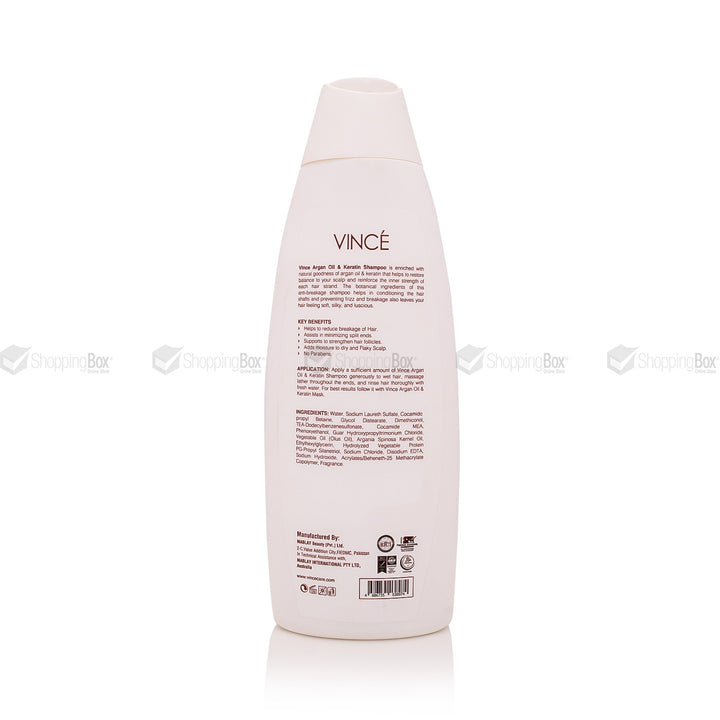 Shampoo bottle with 'Vince' branding on a white background