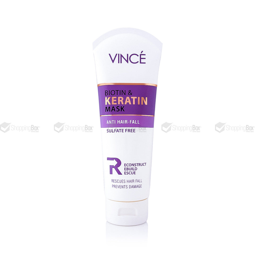 Vincé Biotin & Keratin Hair Mask – 200ml sulfate-free hair fall repair treatment available at Shopping Box