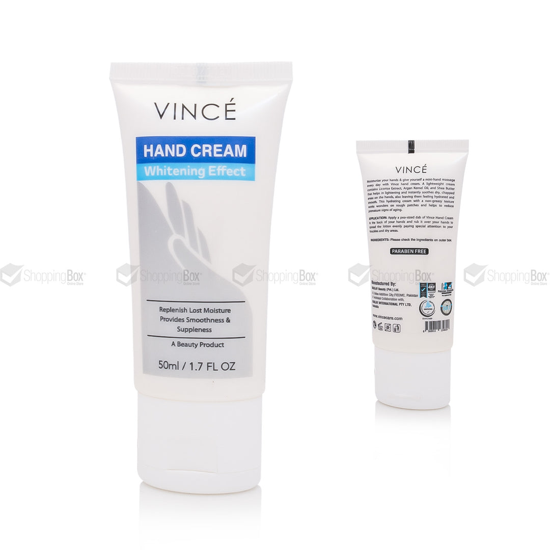 Vince hand cream with whitening effect on a white background