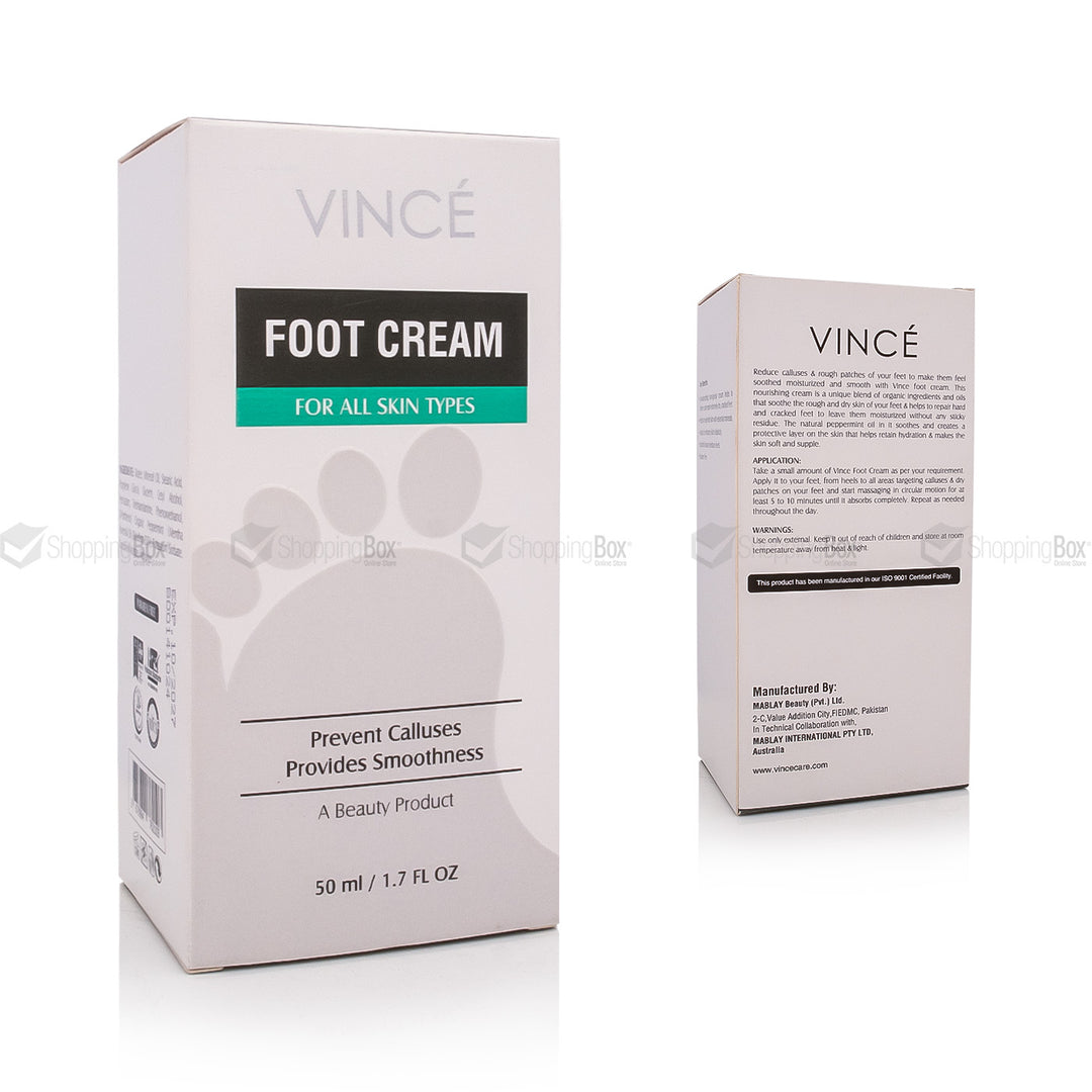 Vince foot cream packaging on a white background
