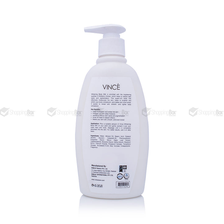 White bottle with pump labeled 'Vince' on a white background