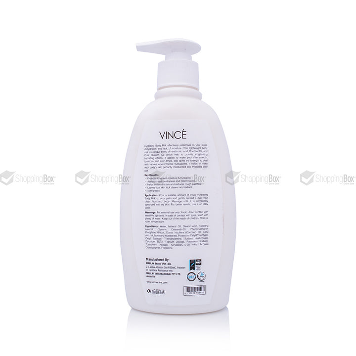 White bottle with pump labeled 'Vince' on a white background