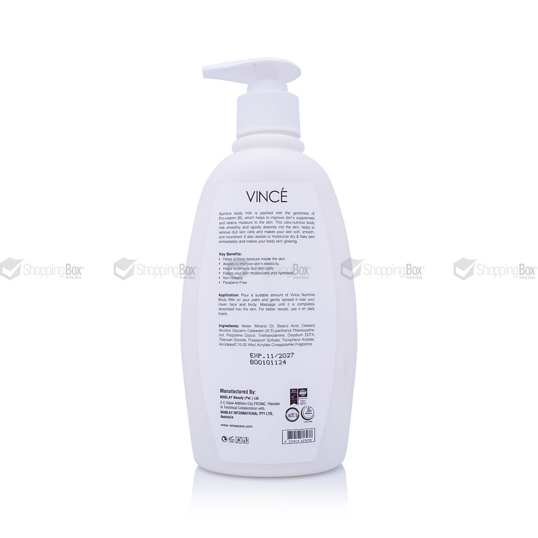 White bottle with pump labeled 'Vince' on a white background