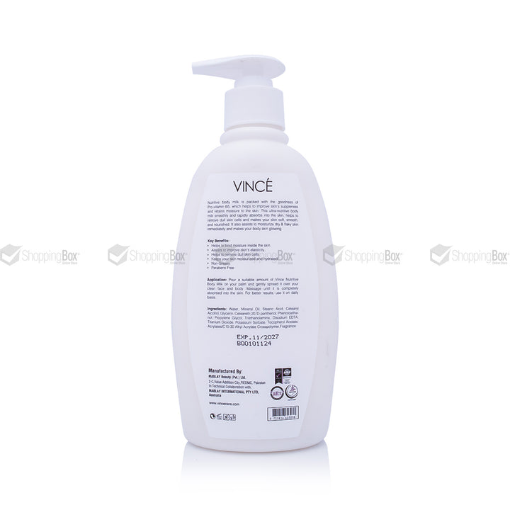 White bottle with pump labeled 'Vince' on a white background