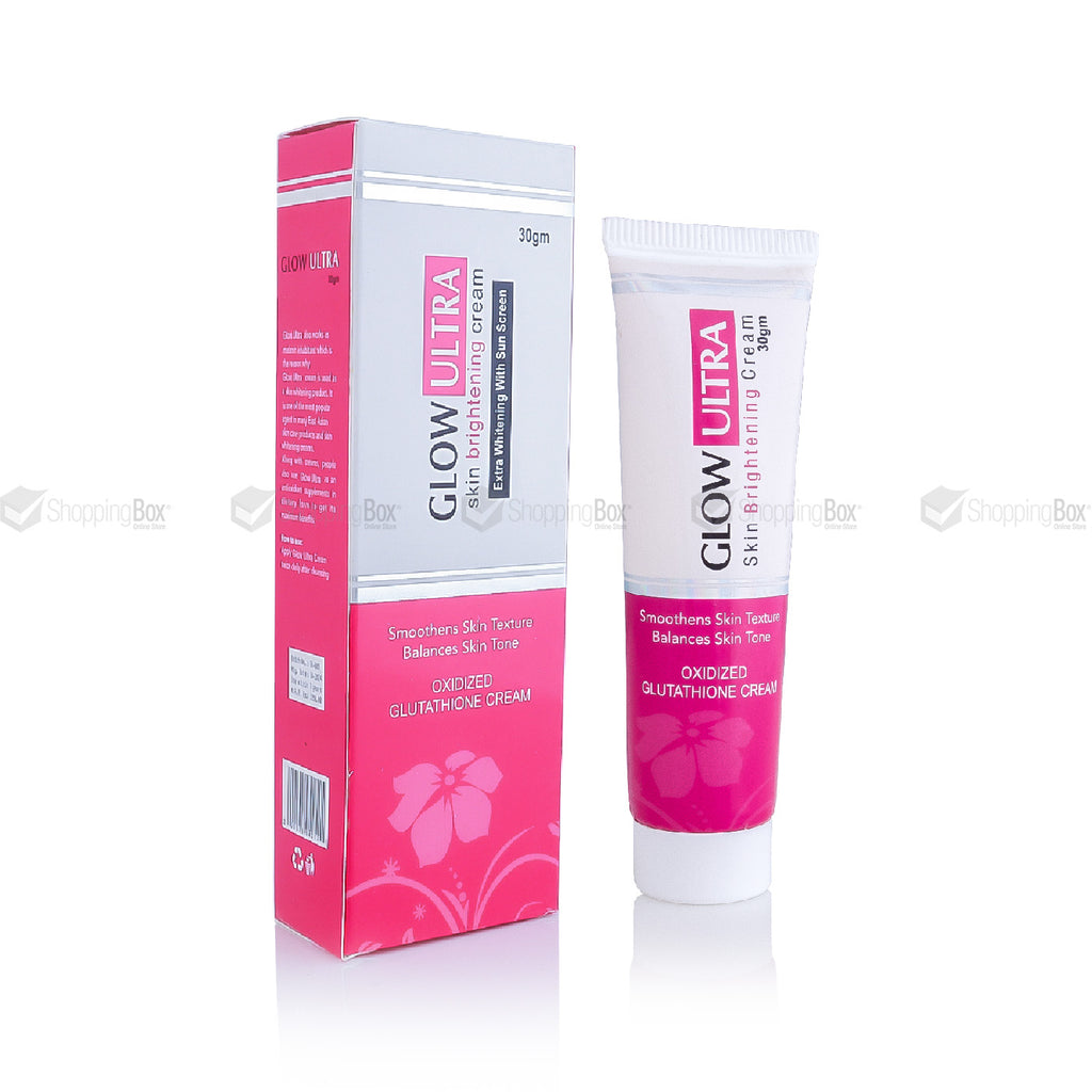Glow Ultra Skin Brightening Cream 30gm Glutathione & Sunscreen Shopping Box Glow Ultra Skin Brightening Cream 30gm Glutathione & Sunscreen Shopping Box