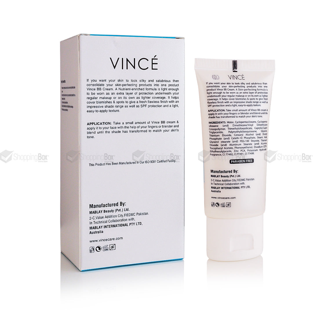 Vince BB Lightening Cream SPF 25 50ml back label with ingredients