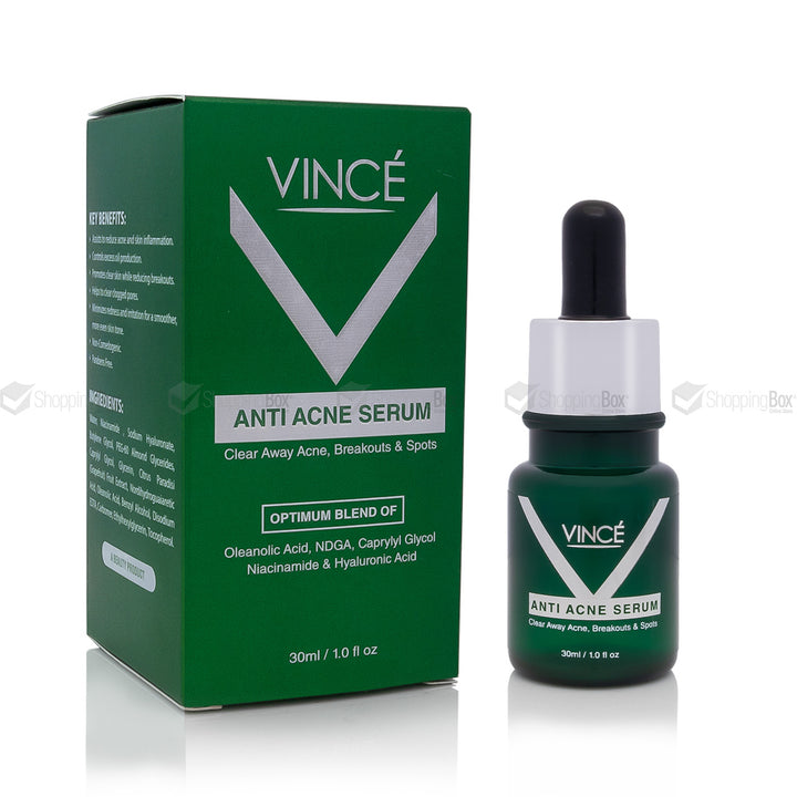 Vince Anti Acne Serum bottle and packaging on a white background
