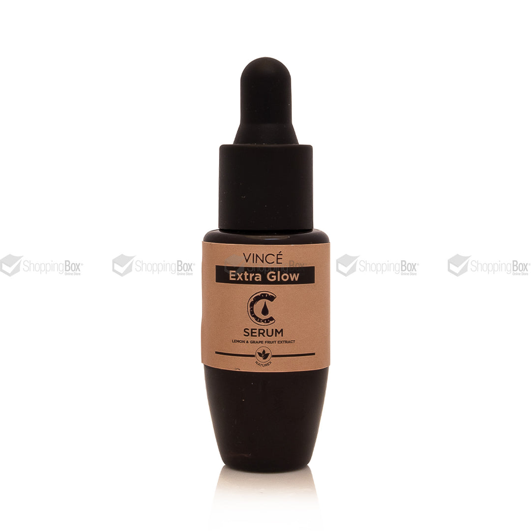 Vince Extra Glow serum bottle with dropper on a white background