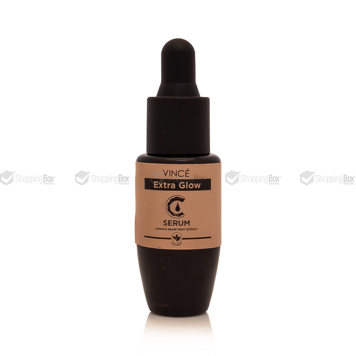 Vince Extra Glow serum bottle with dropper on a white background