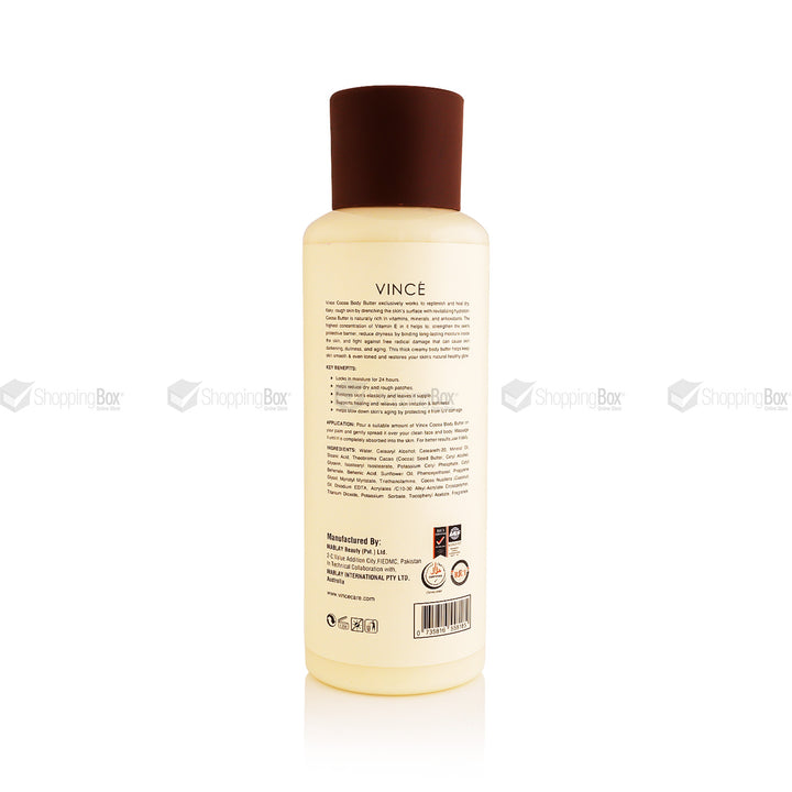 Vince Cocoa Body Butter 300ml back view with ingredients