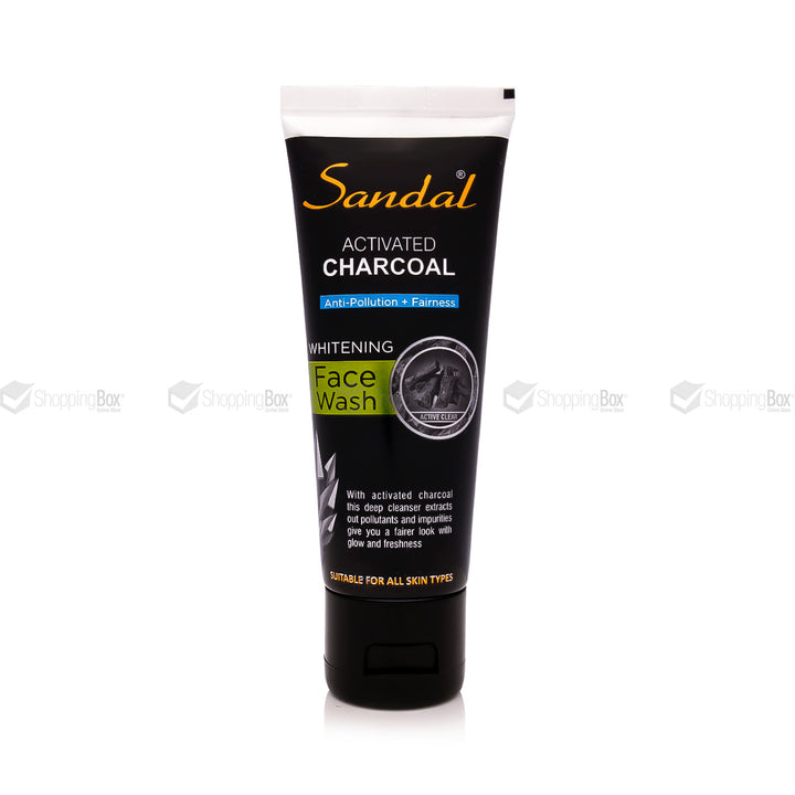 Front view of Sandal Activated Charcoal Whitening Face Wash 100ml – Shopping Box Studio Original
