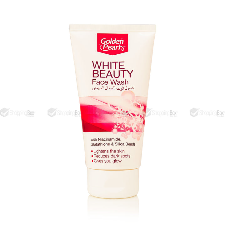 Tube of Golden Pearl White Beauty Face Wash on a white background