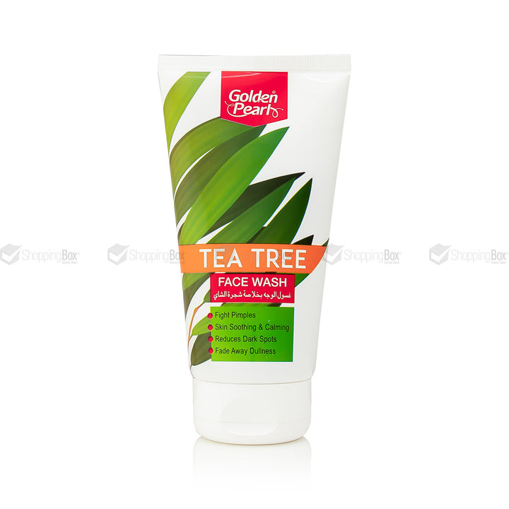 Golden Pearl Tea Tree Face Wash 150ml front packaging with tea tree design