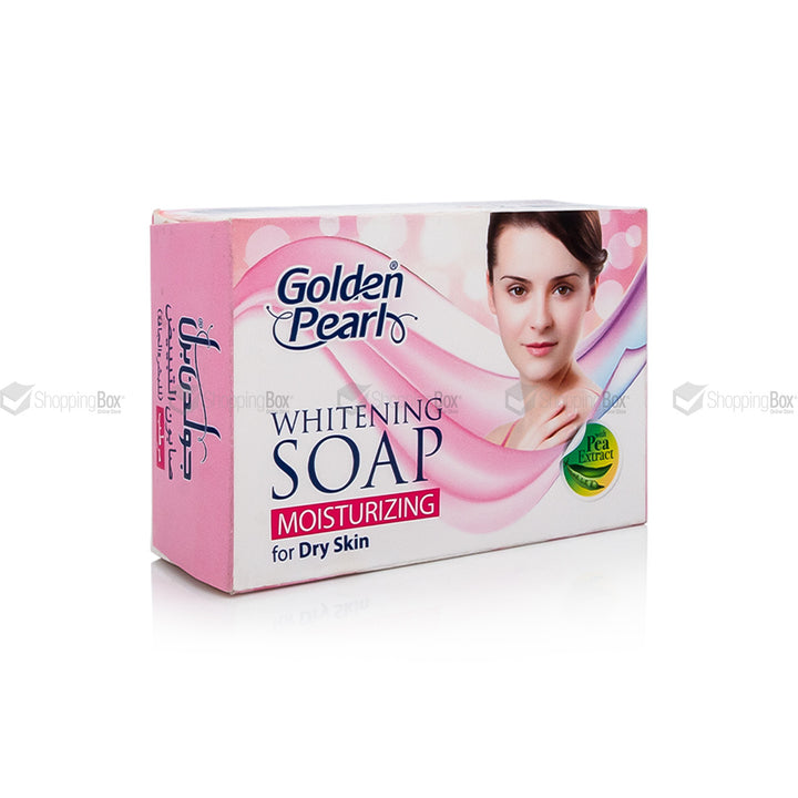 Box of Golden Pearl Whitening Soap on a white background