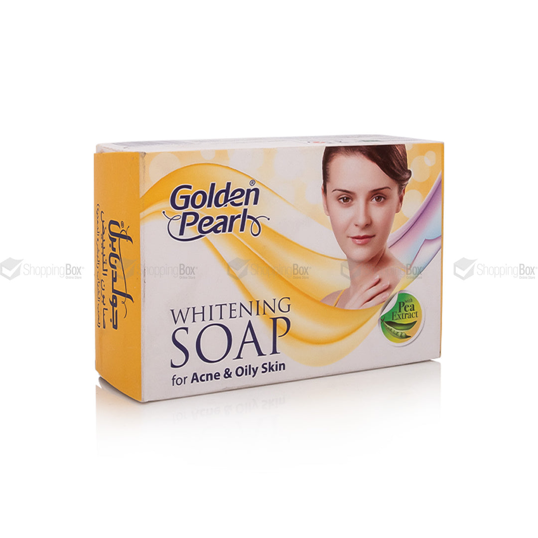Box of Golden Pearl Whitening Soap for Acne & Oily Skin on a white background