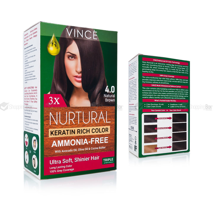 Vince Nurtural Keratin Rich Hair Color – Ammonia-Free – 4.0 Natural Brown