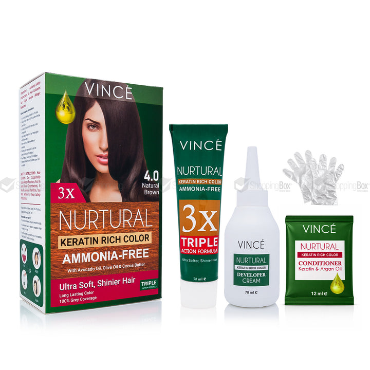 Vince Nurtural Keratin Rich Hair Color – Ammonia-Free – 4.0 Natural Brown