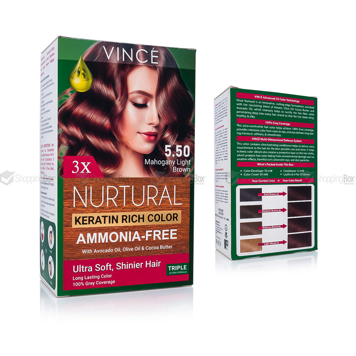 Vince Nurtural Keratin Rich Hair Color 5.50 Mahogany Light Brown box