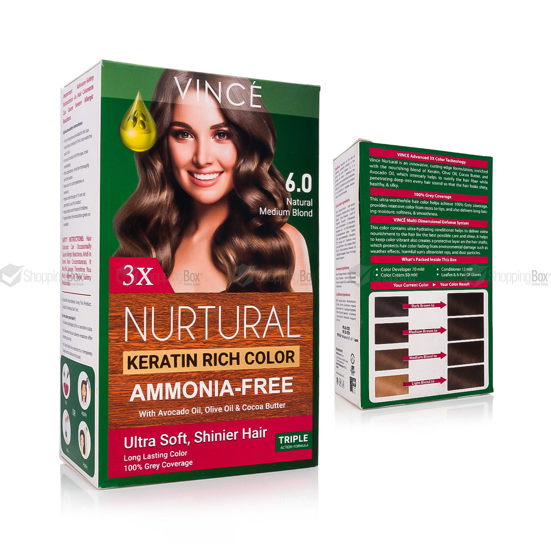 Vince Nurtural Keratin Rich Color 6.0 Natural Medium Blond hair color box pictures 