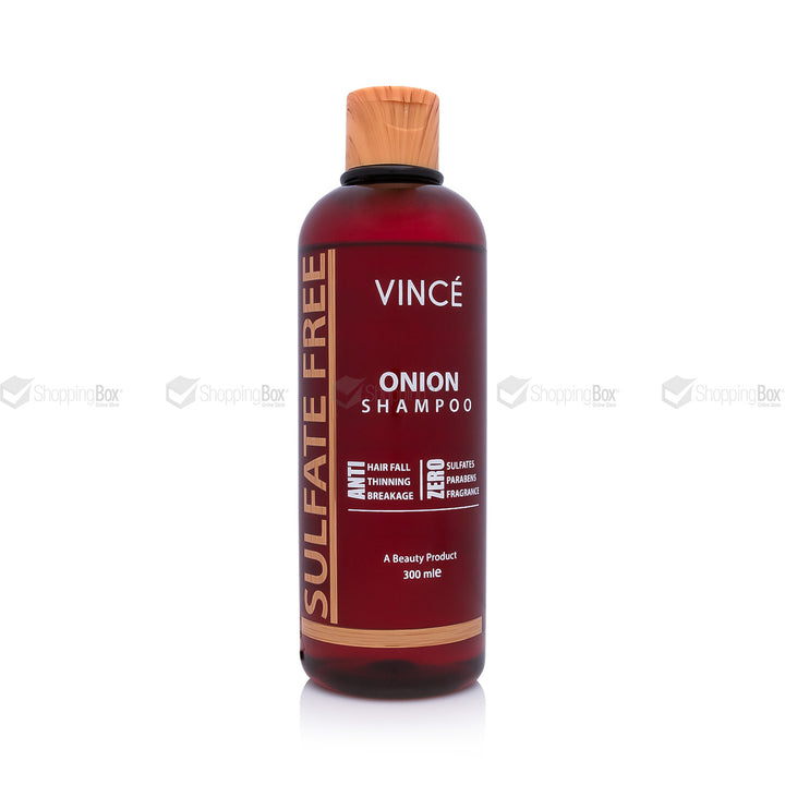 Vince onion shampoo bottle on a white background