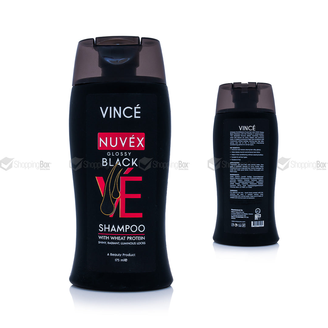 Vince Nuvex Glossy Black shampoo bottle on a white background