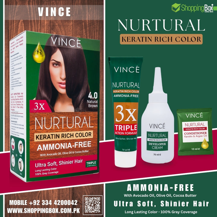 Vince Nurtural Keratin Rich Hair Color – Ammonia-Free – 4.0 Natural Brown