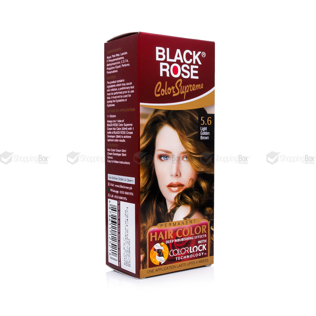 Black Rose Color Supreme 5.6 Light Golden Brown – herbal ammonia-free hair dye with golden warmth and rich shine