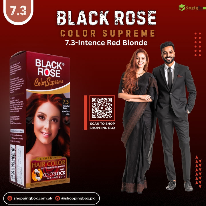 Black Rose Color Supreme 7.3 Intense Red Blonde – herbal ammonia-free red-blonde hair dye with vibrant, fiery shine