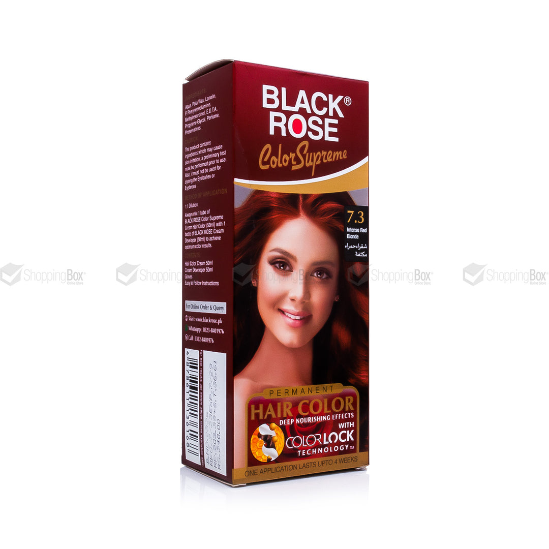 Black Rose Color Supreme 7.3 Intense Red Blonde – herbal ammonia-free red-blonde hair dye with vibrant, fiery shine