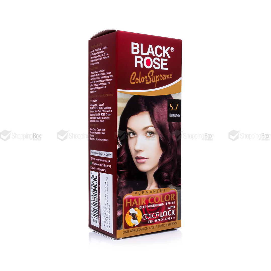 Black Rose Color Supreme 5.7 Burgundy – herbal ammonia-free bold burgundy hair dye for long-lasting shine