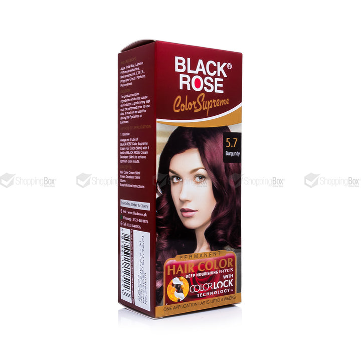 Black Rose Color Supreme 5.7 Burgundy – herbal ammonia-free bold burgundy hair dye for long-lasting shine